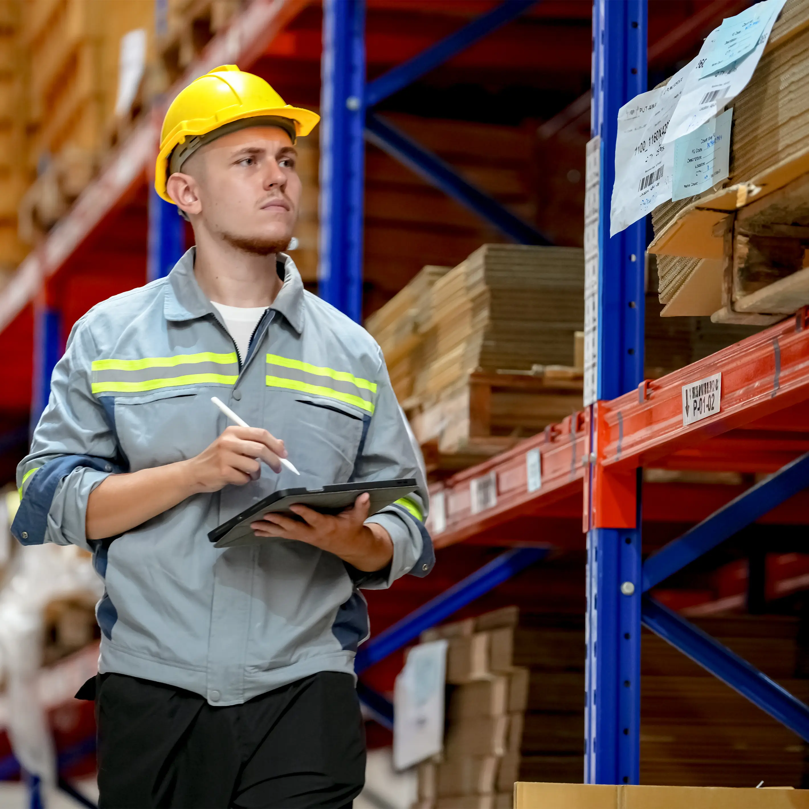 Trabajadores del almacén revisando el inventario